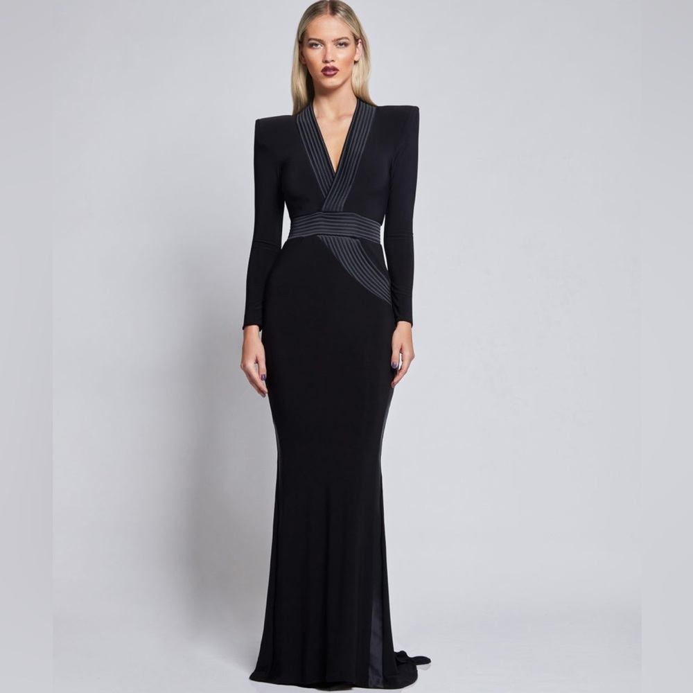 ZHIVAGO Battle Lines The Heiress V-Neck Gown Long Dress 976B